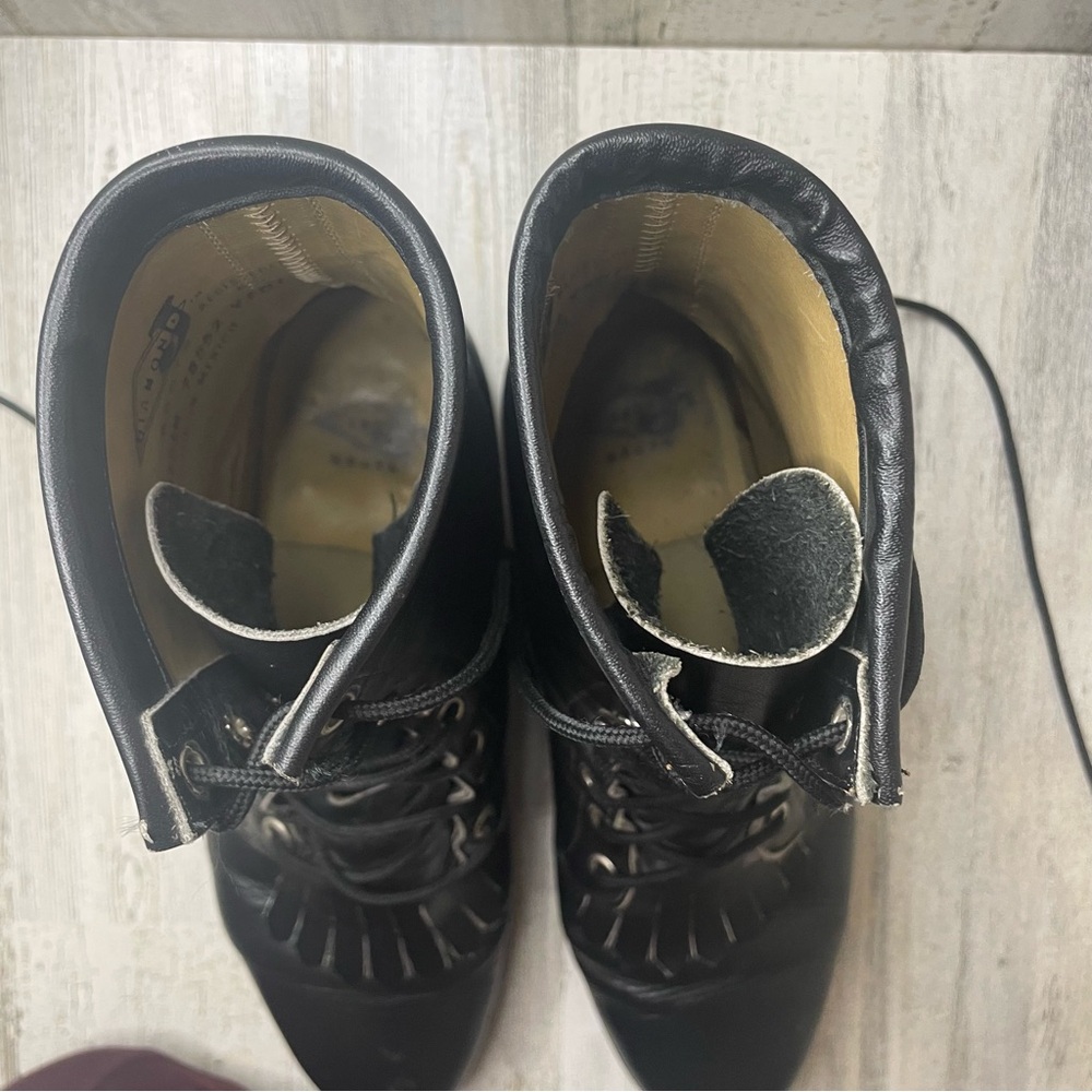 Justin Vintage Roper Fringe Lace Up Cowboy Boots-Black size 10 Military Rodeo - Picture 7 of 11